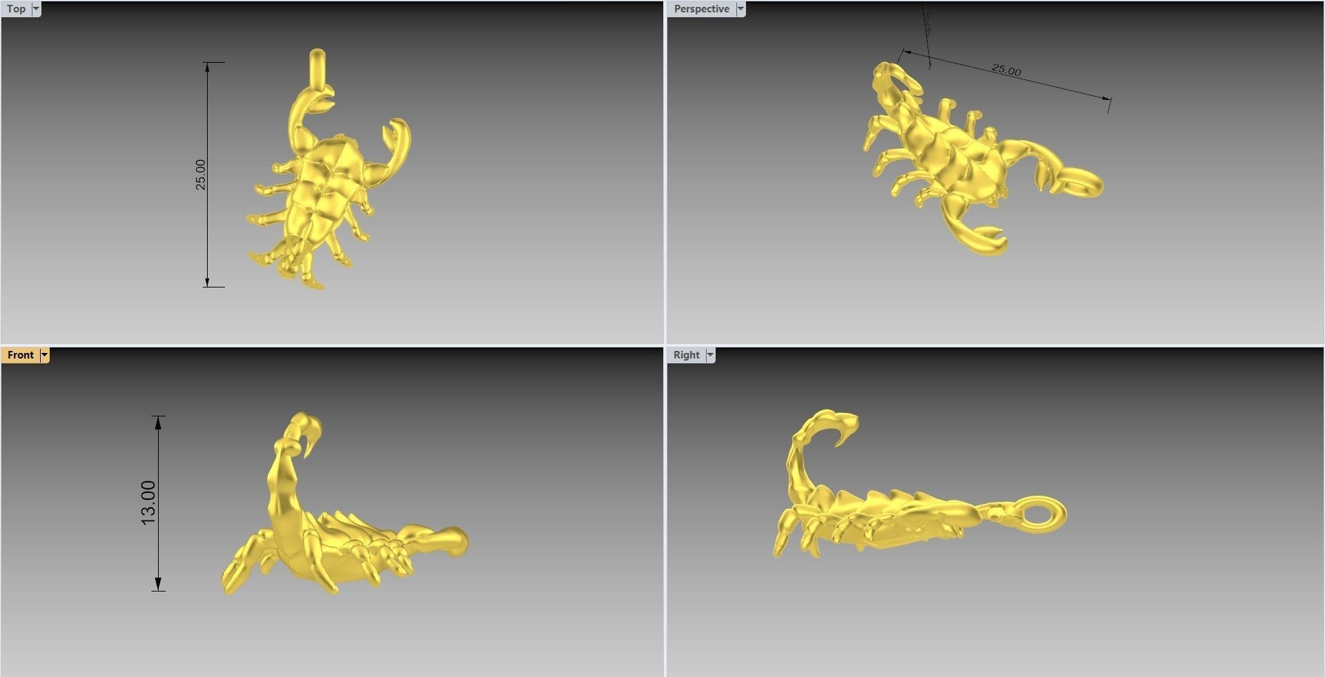 Scorpio Silver Pendant Design 3D print model_3