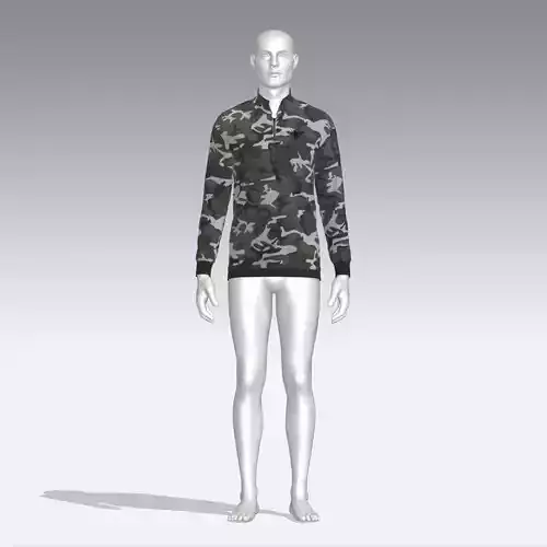 Sweater mannequin wearing camouflage sweatshirt