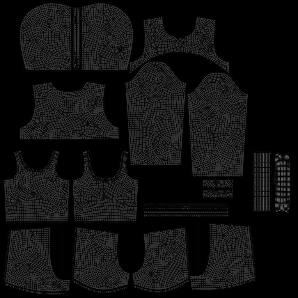 Female Fitness Shorts Tank top And Net crop Hoodie 2piece Outfit Low-poly 3D model_16