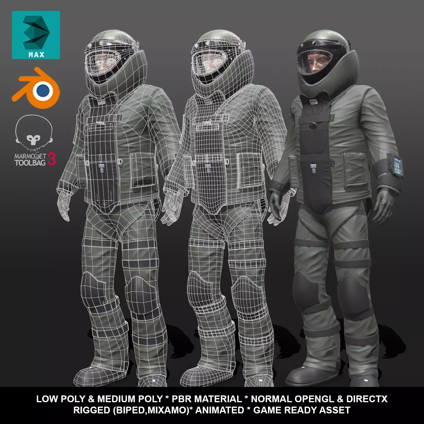 Bomb Suit EOD 9 Low-poly 3D model_0