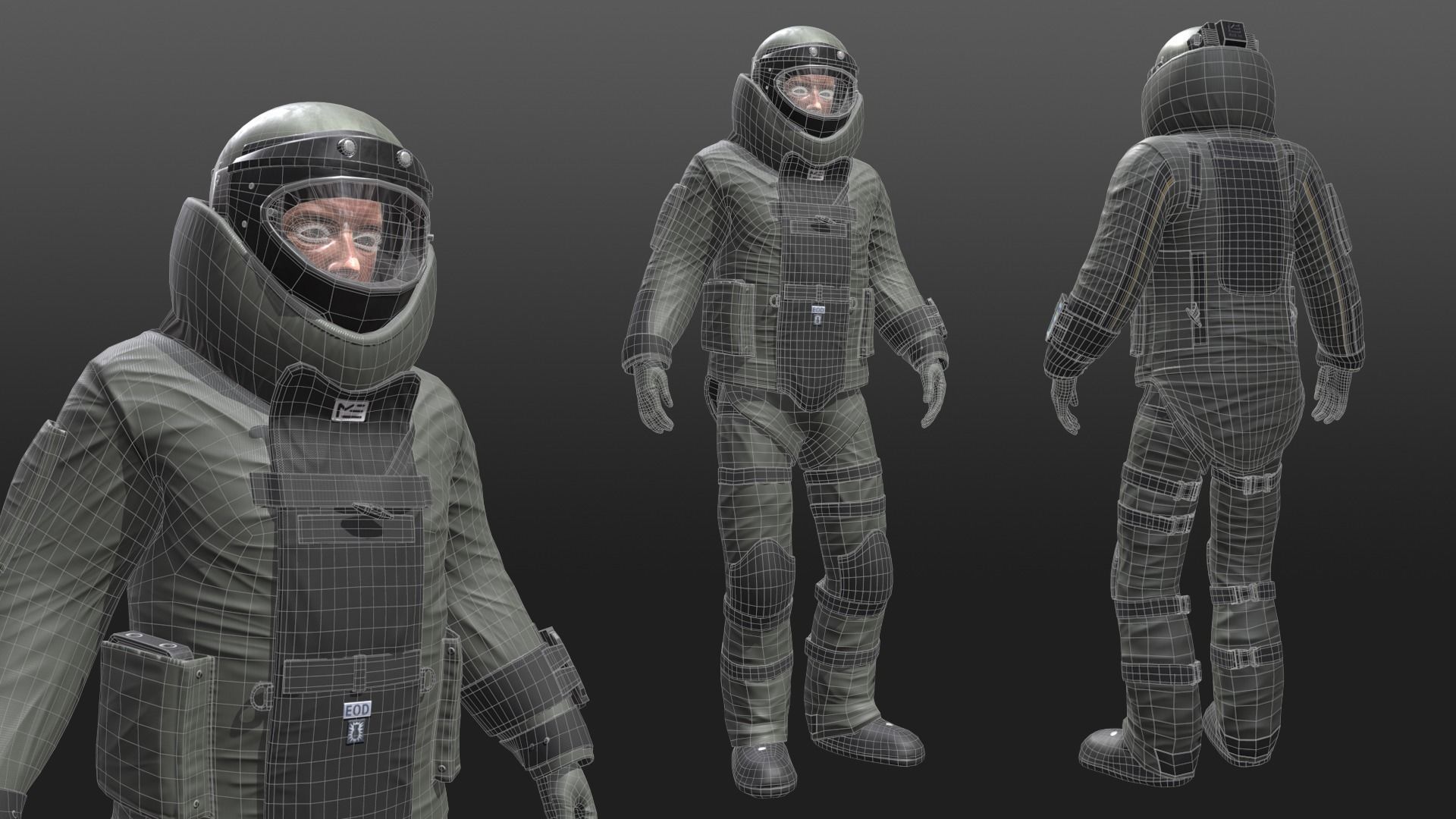 Bomb Suit EOD 9 Low-poly 3D model_5