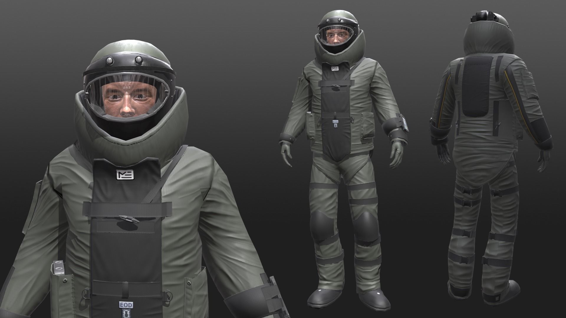 Bomb Suit EOD 9 Low-poly 3D model_6