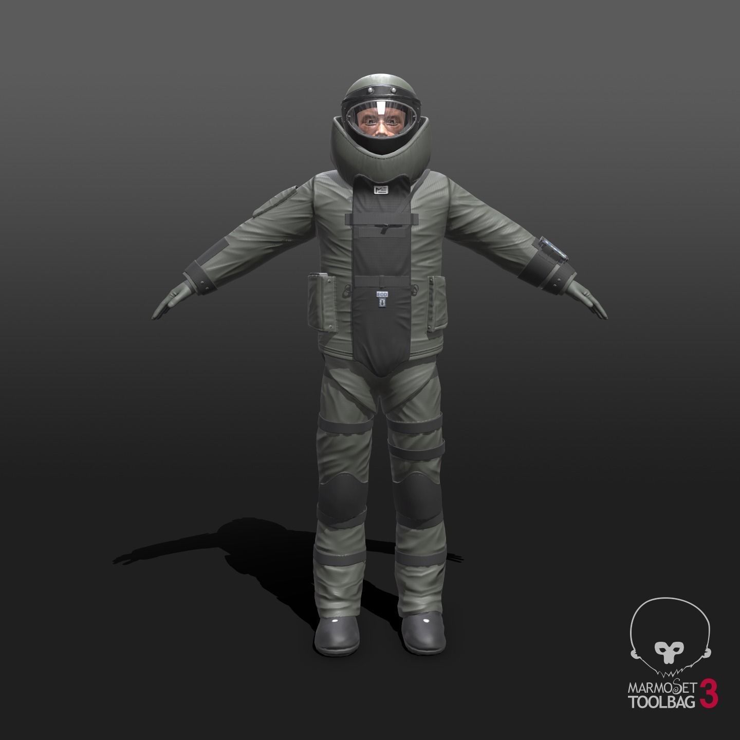 Bomb Suit EOD 9 Low-poly 3D model_8