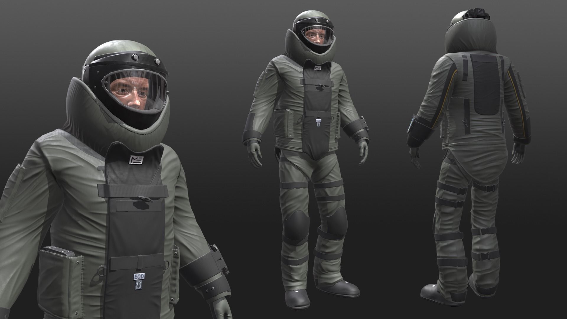 Bomb Suit EOD 9 Low-poly 3D model_4