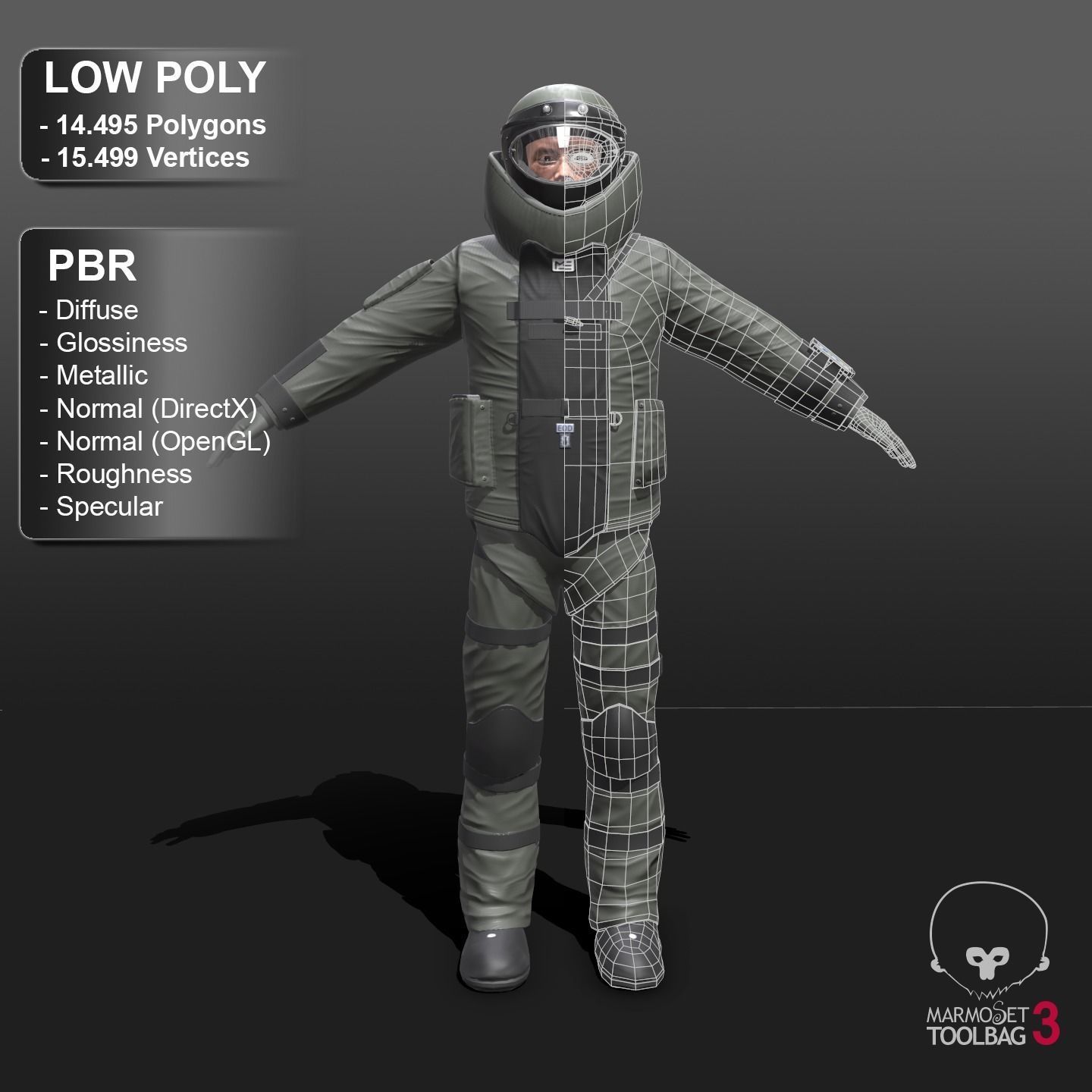 Bomb Suit EOD 9 Low-poly 3D model_3