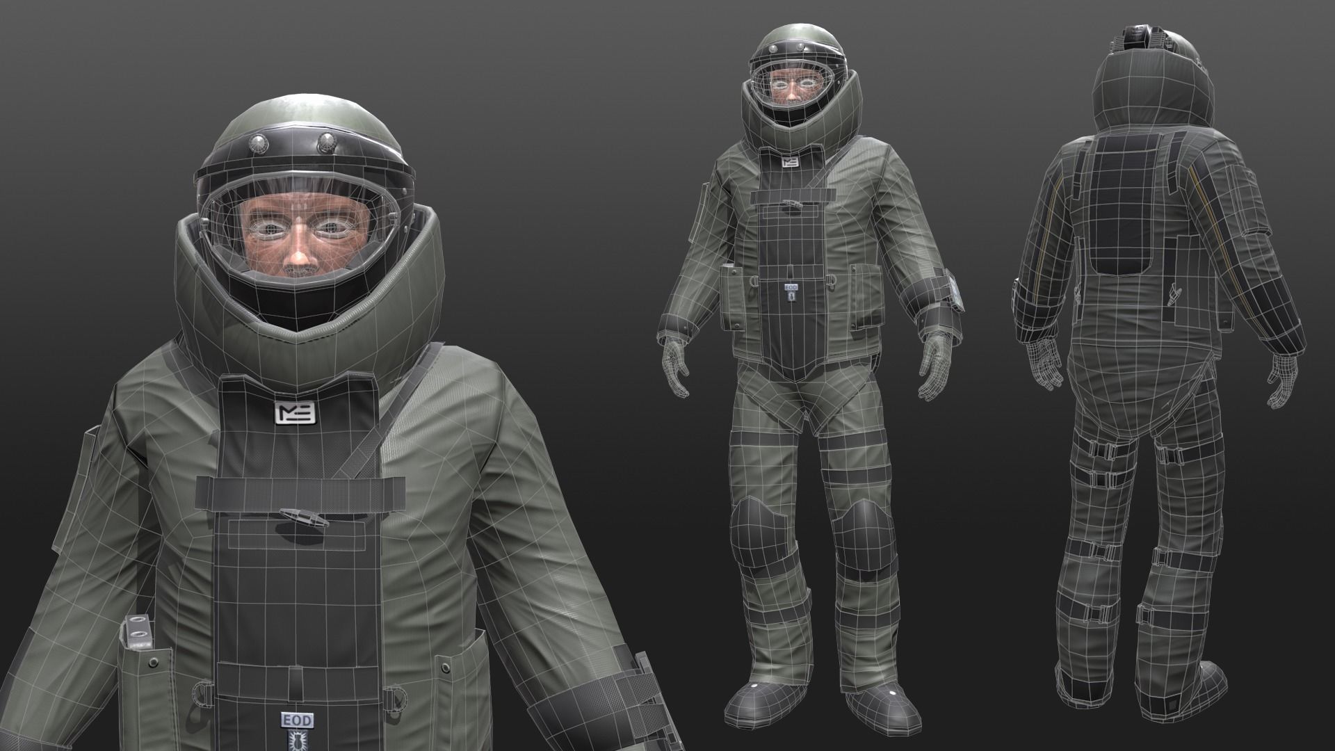 Bomb Suit EOD 9 Low-poly 3D model_7