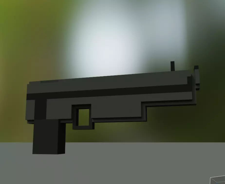 Voxel animatable disert eagle  Low-poly 3D model_0