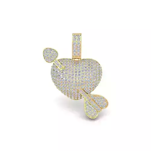 Arrow Cross Heart Pendent 3d Model and Render Detail 