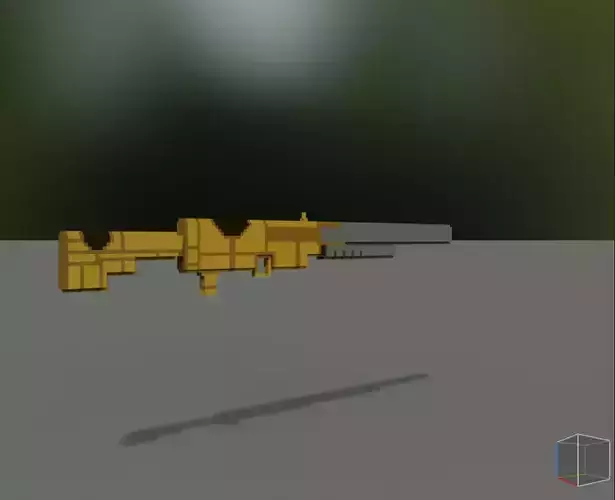 Voxel animatable shotgun Low-poly 3D model