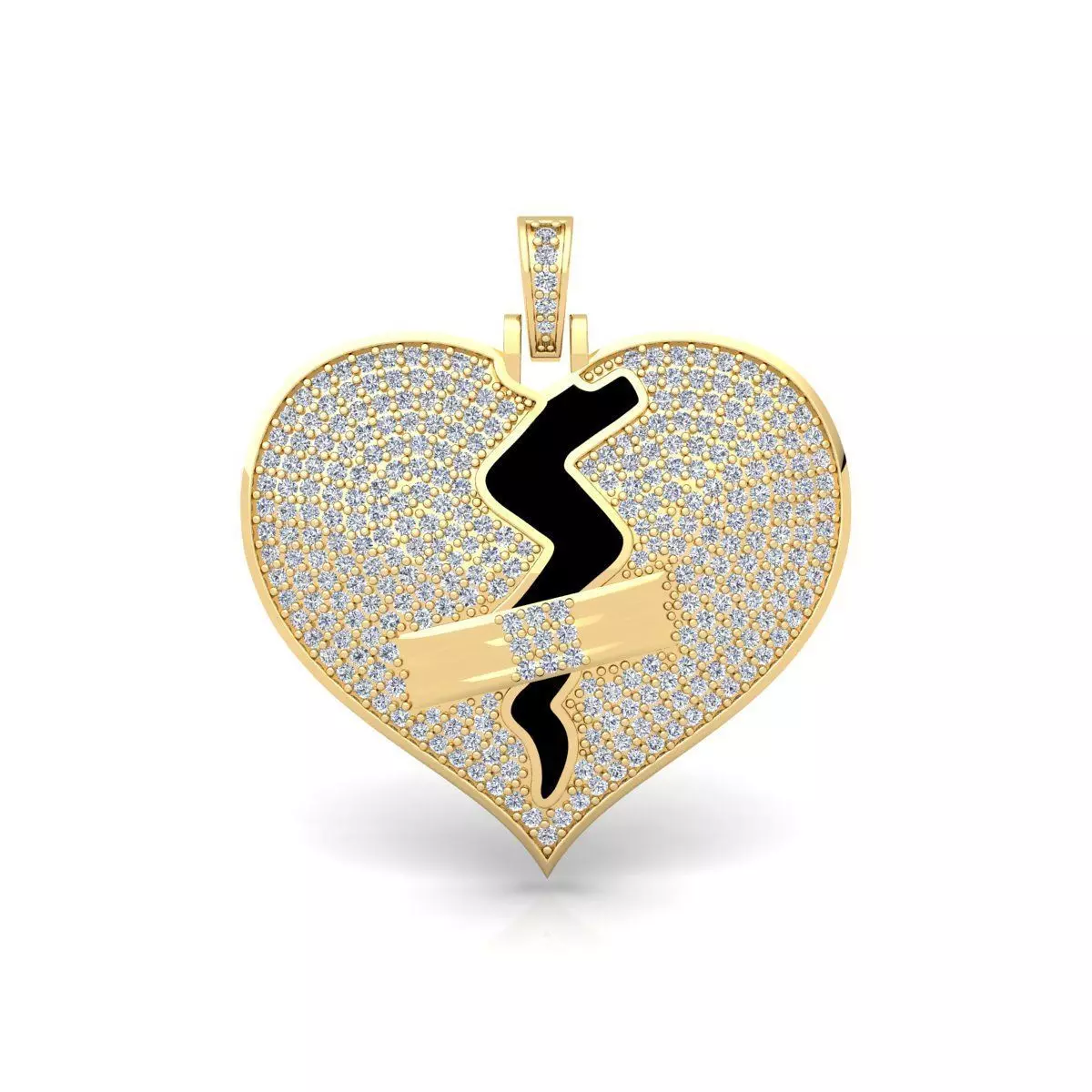 Broken Heart 3d Pendent and Render Deatil 3D print model