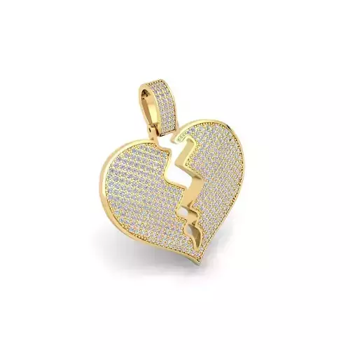 Broken Heart Pendent 3d Model and Render Detail 