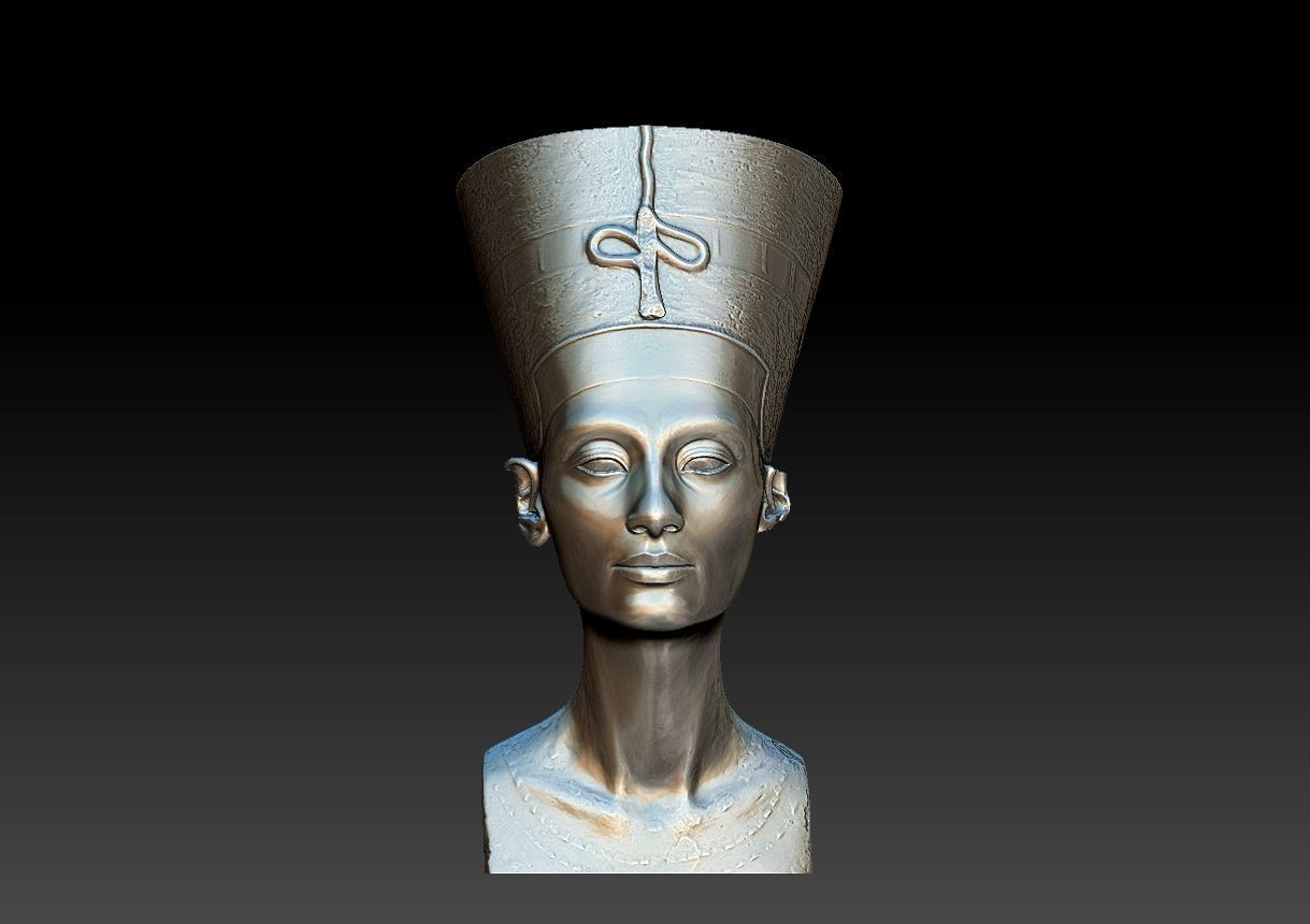 Nefertiti bust of egyptian queen 3D print model_2