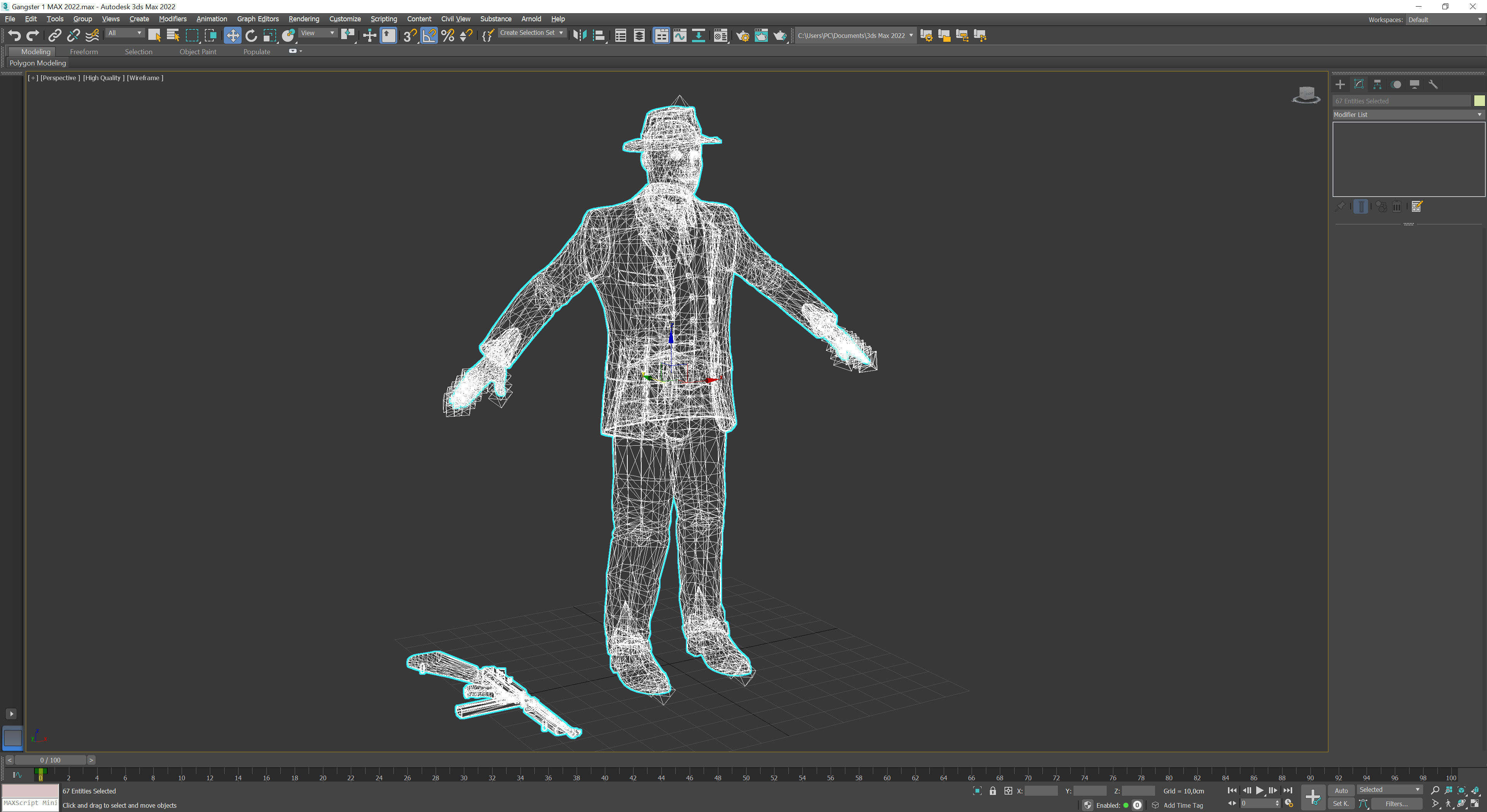 Gangster 1 man in suit with gun Low-poly 3D model_14