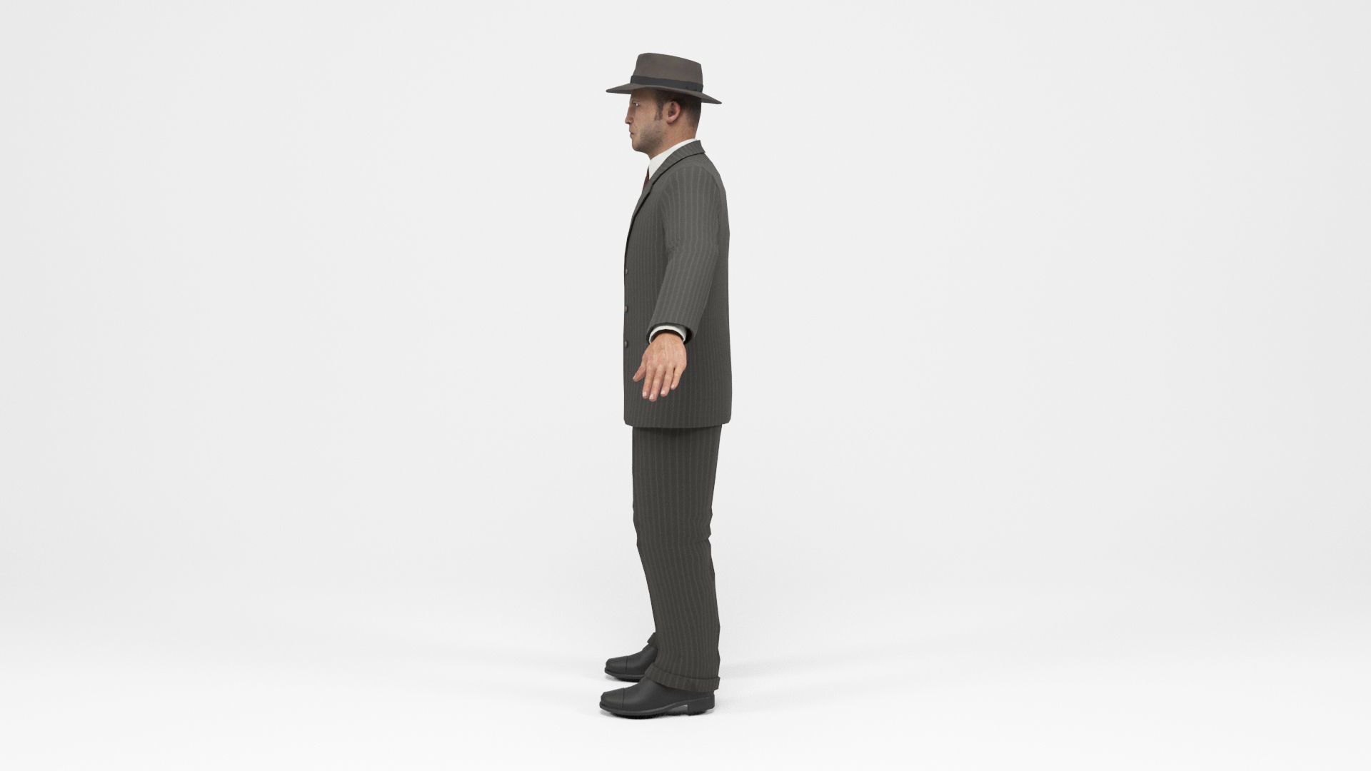 Gangster 1 man in suit with gun Low-poly 3D model_4