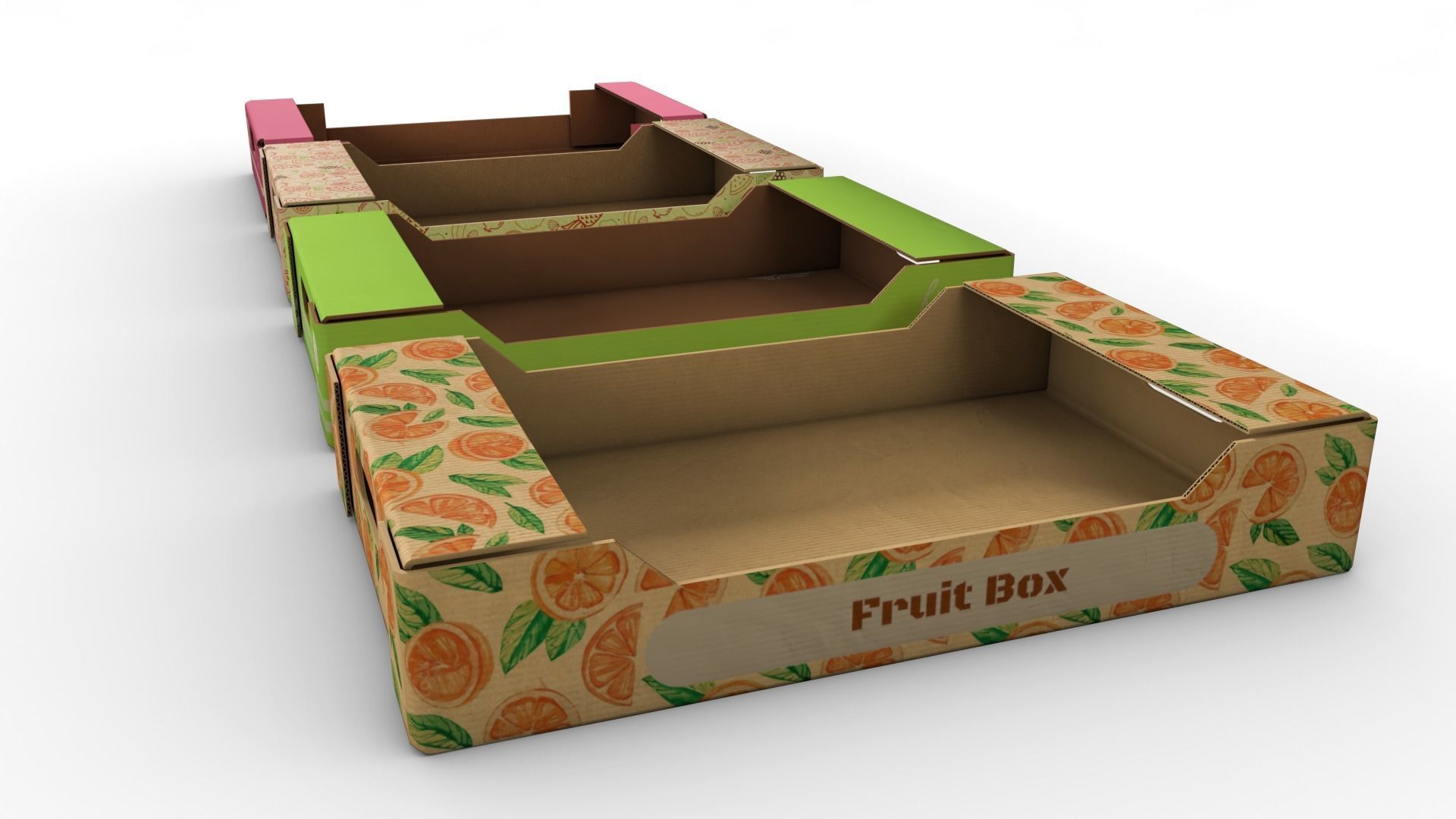 cardboard Fruit box Low-poly 3D model_6