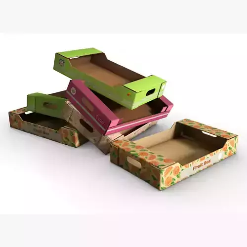 cardboard Fruit box Low-poly 3D model