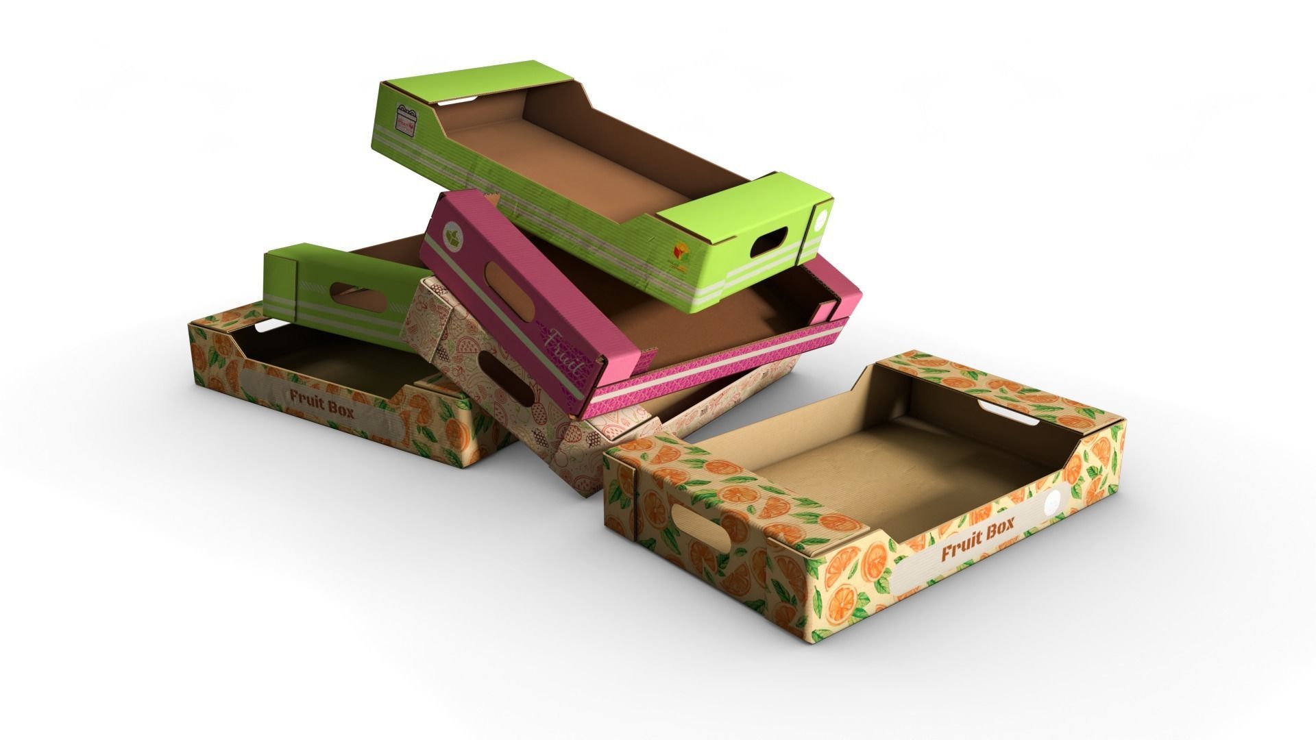 cardboard Fruit box Low-poly 3D model_2