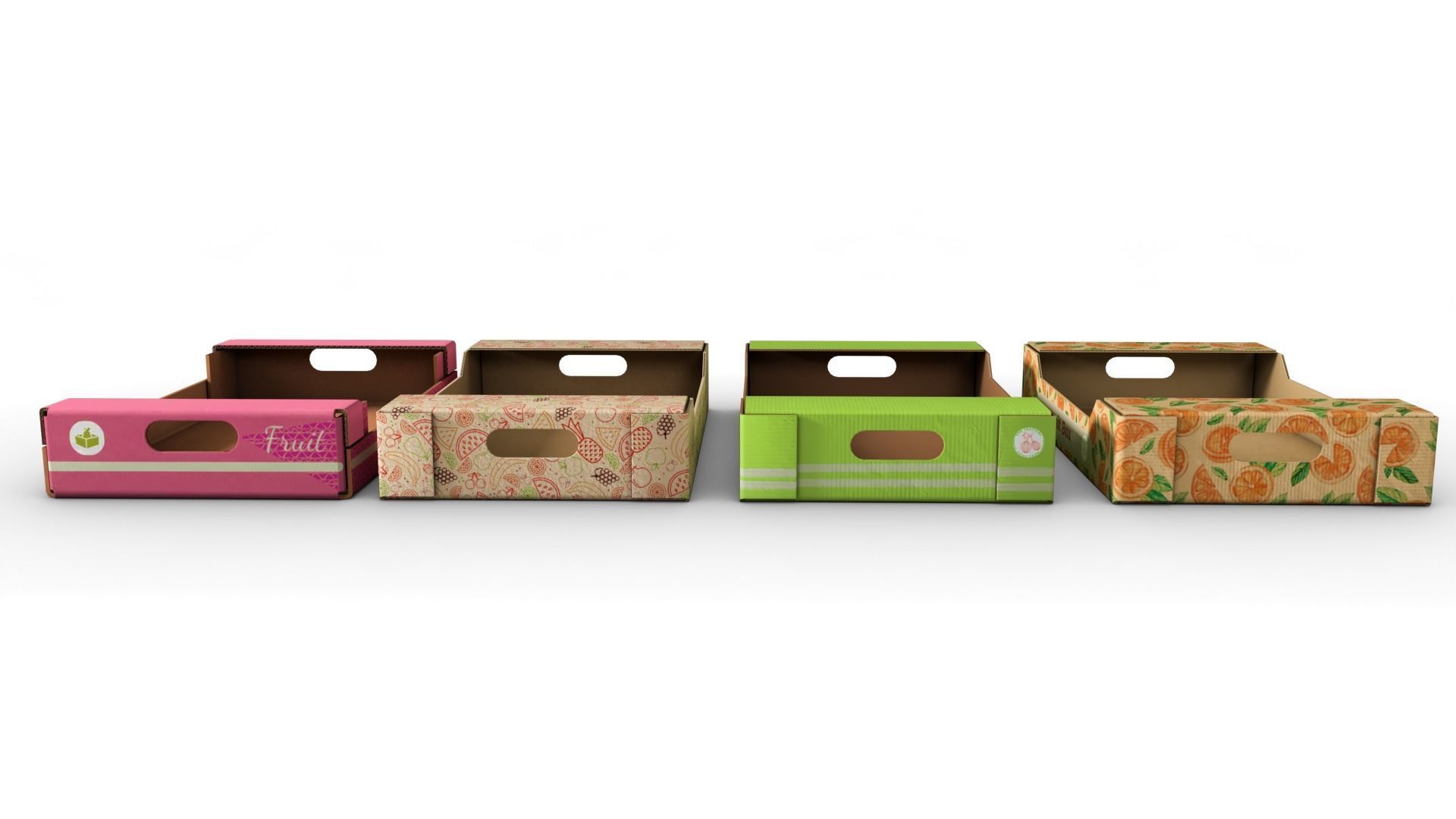 cardboard Fruit box Low-poly 3D model_4