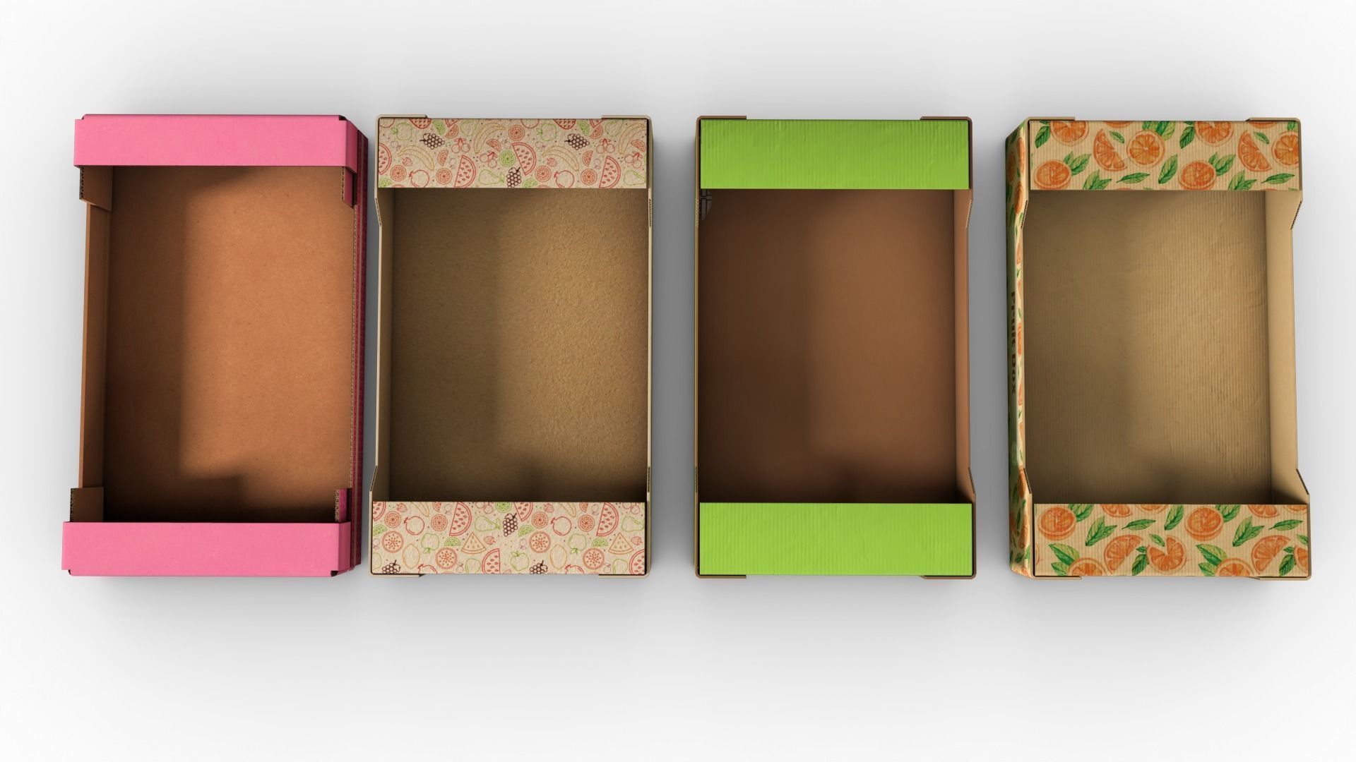 cardboard Fruit box Low-poly 3D model_5