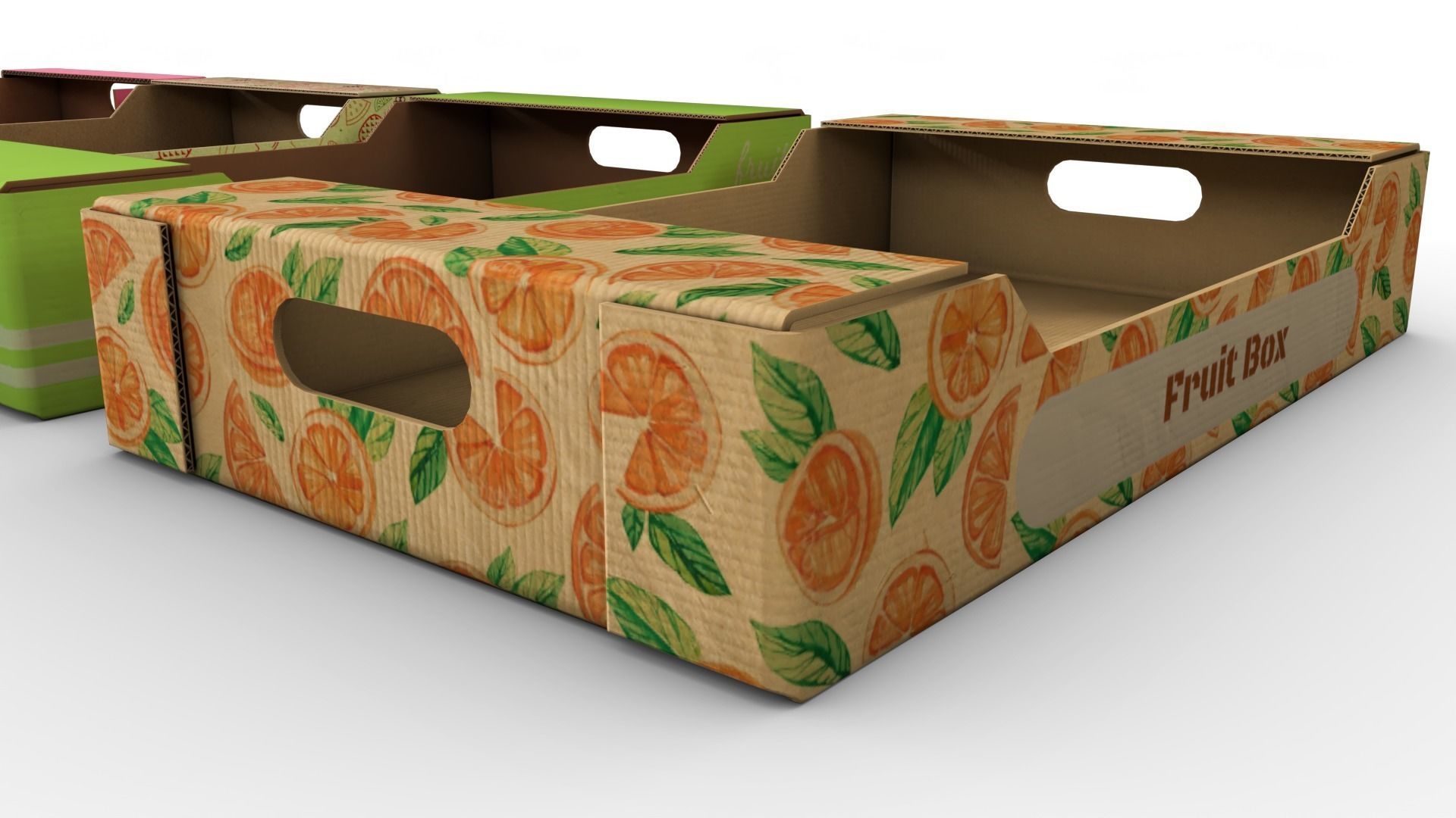 cardboard Fruit box Low-poly 3D model_7
