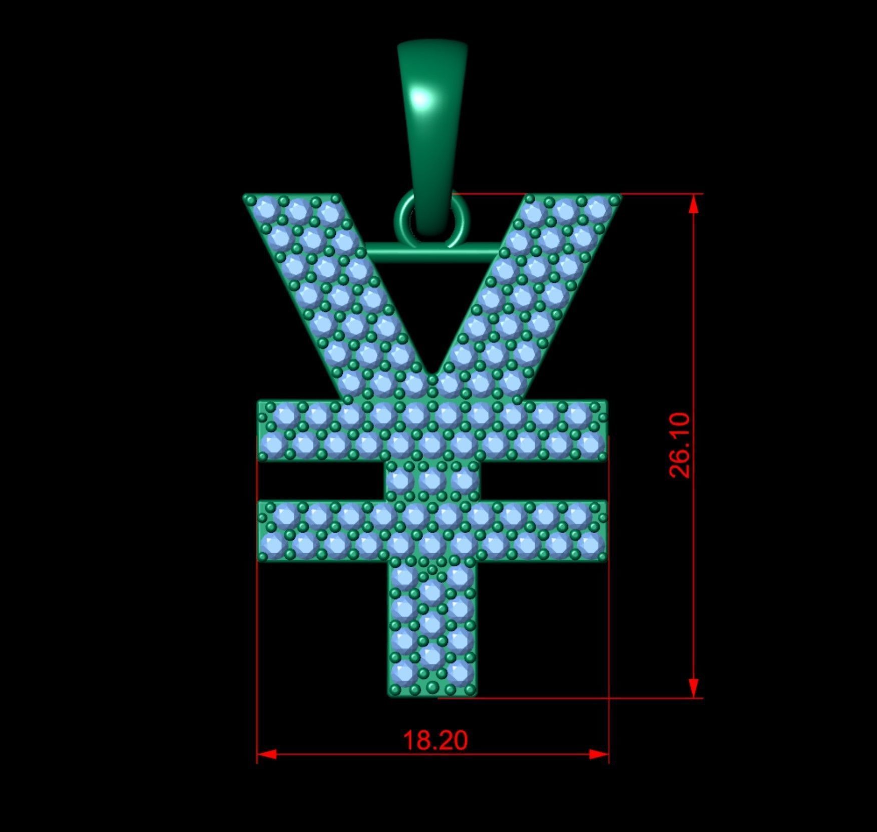Yen Currency Diamond Pendant 3D print model_5
