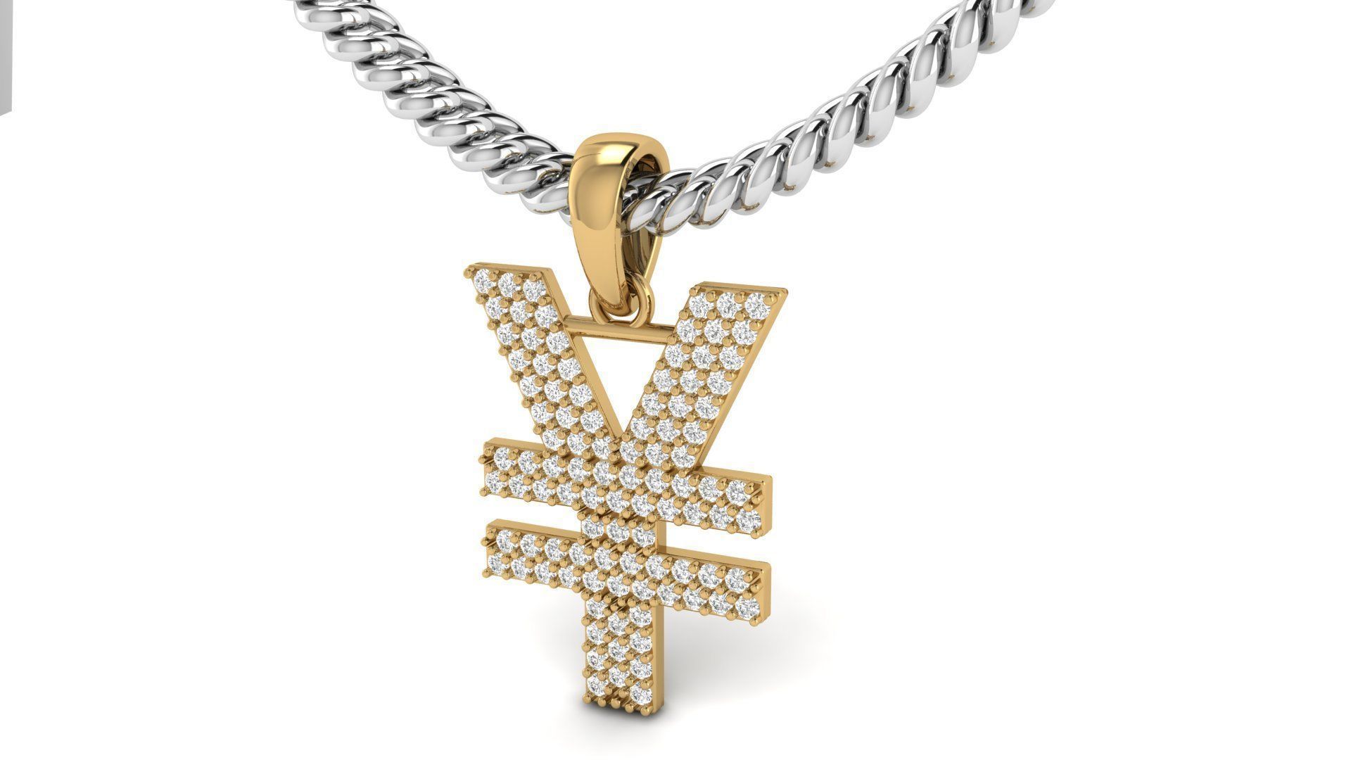 Yen Currency Diamond Pendant 3D print model_2