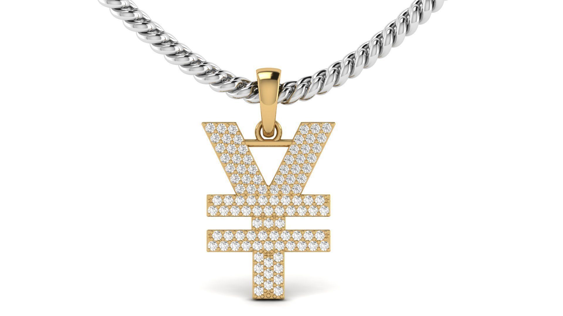 Yen Currency Diamond Pendant 3D print model_1