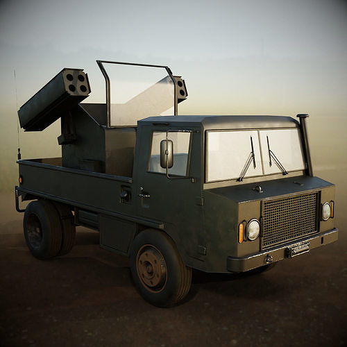 truck military with two guns Free low-poly 3D model