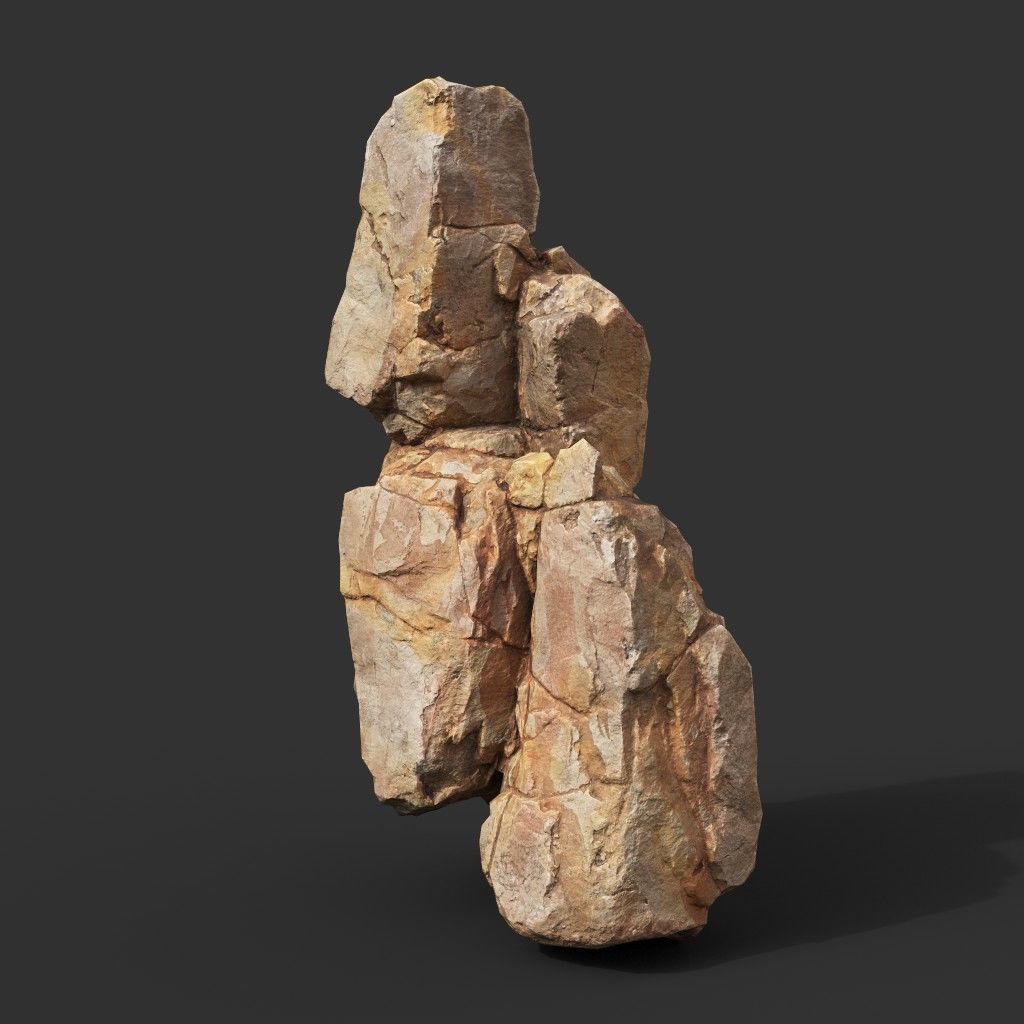 Yellow Vertical Rock Modular 221120 - Ultra HD 16K Texture Low-poly 3D model_11