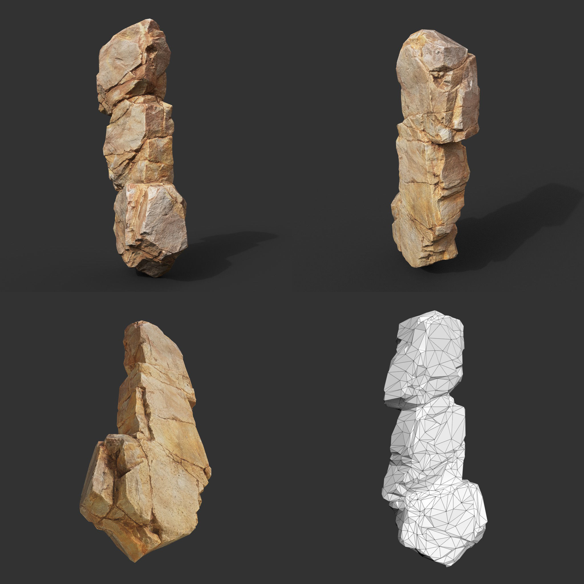 Yellow Vertical Rock Modular 221120 - Ultra HD 16K Texture Low-poly 3D model_10