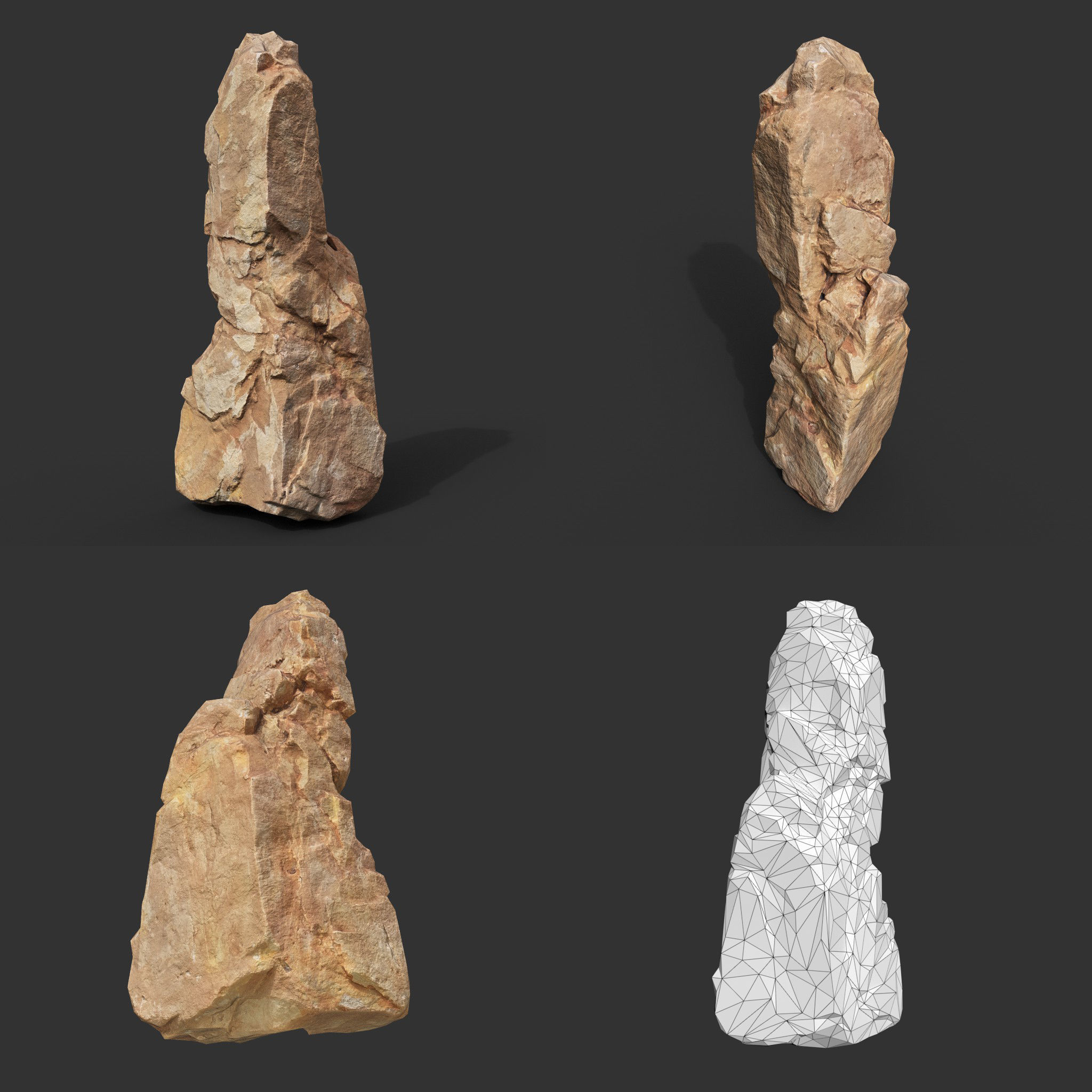Yellow Vertical Rock Modular 221120 - Ultra HD 16K Texture Low-poly 3D model_16