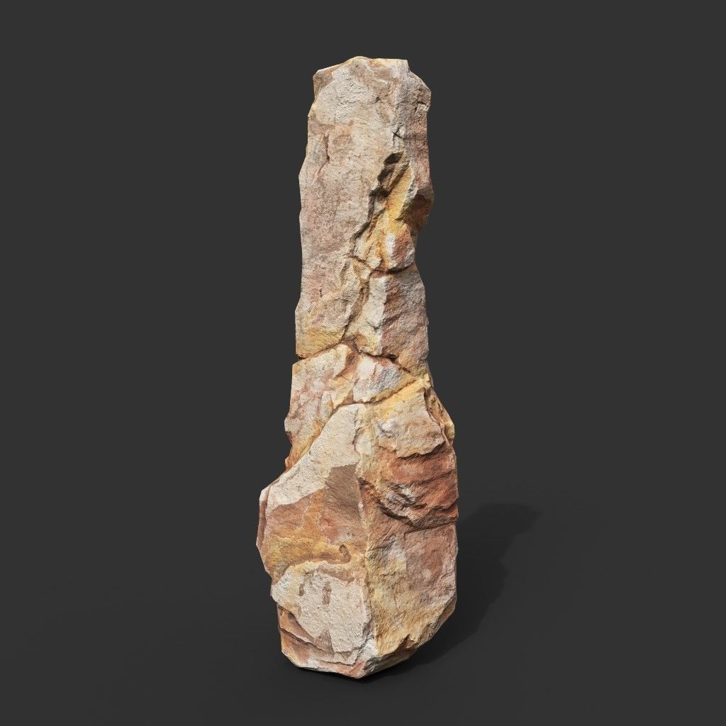Yellow Vertical Rock Modular 221120 - Ultra HD 16K Texture Low-poly 3D model_1
