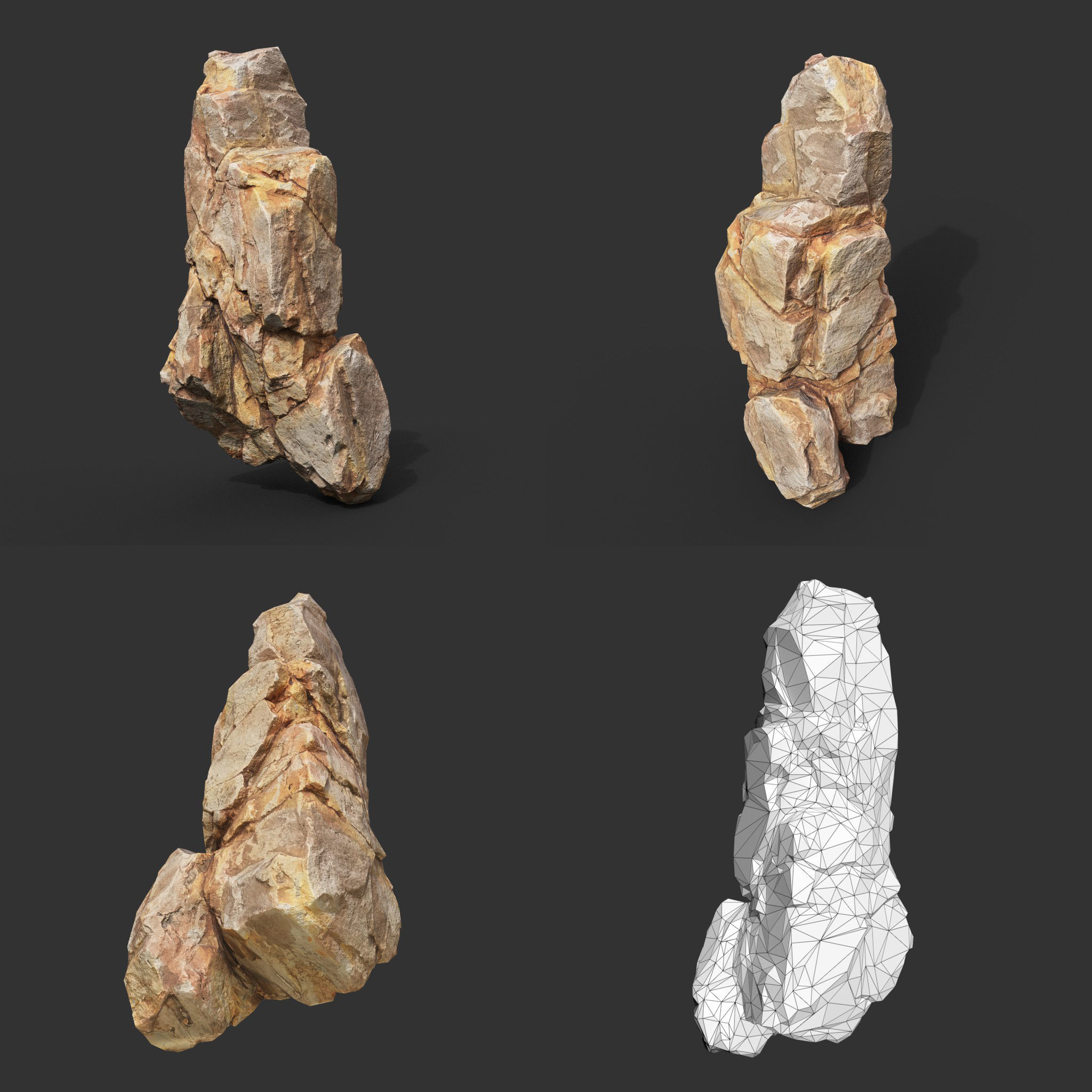 Yellow Vertical Rock Modular 221120 - Ultra HD 16K Texture Low-poly 3D model_6