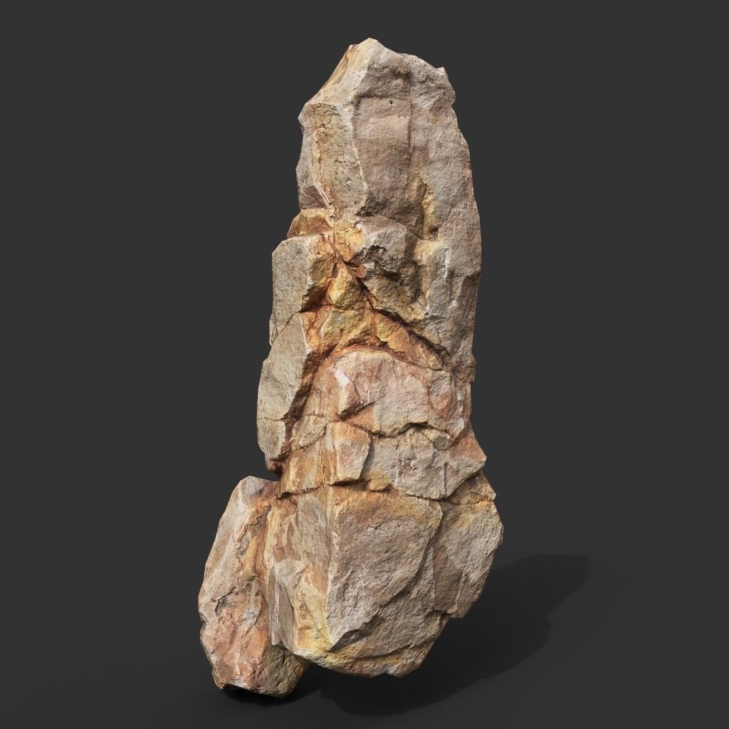 Yellow Vertical Rock Modular 221120 - Ultra HD 16K Texture Low-poly 3D model_5