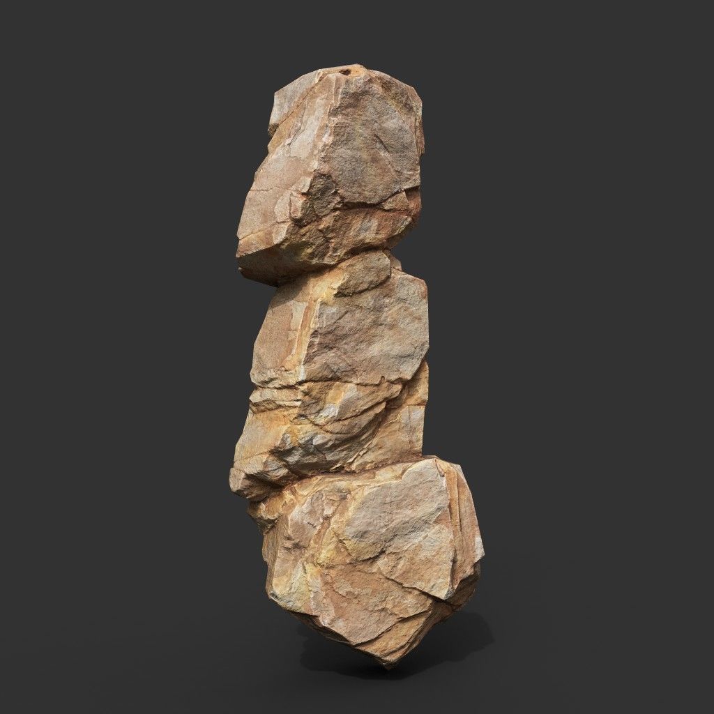 Yellow Vertical Rock Modular 221120 - Ultra HD 16K Texture Low-poly 3D model_9