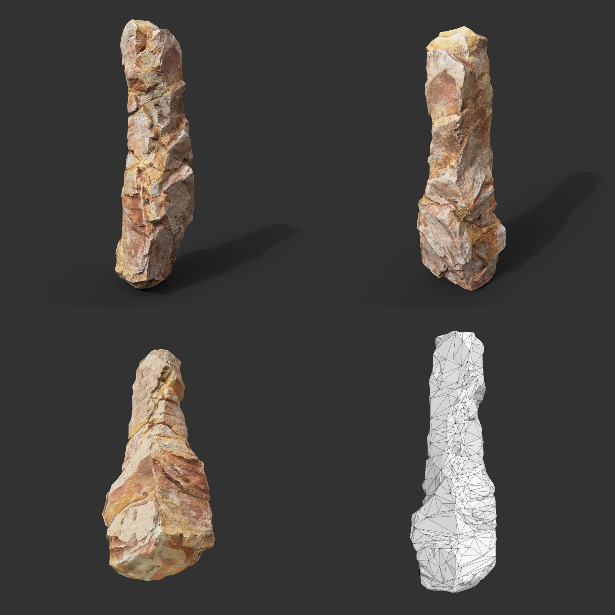 Yellow Vertical Rock Modular 221120 - Ultra HD 16K Texture Low-poly 3D model_2