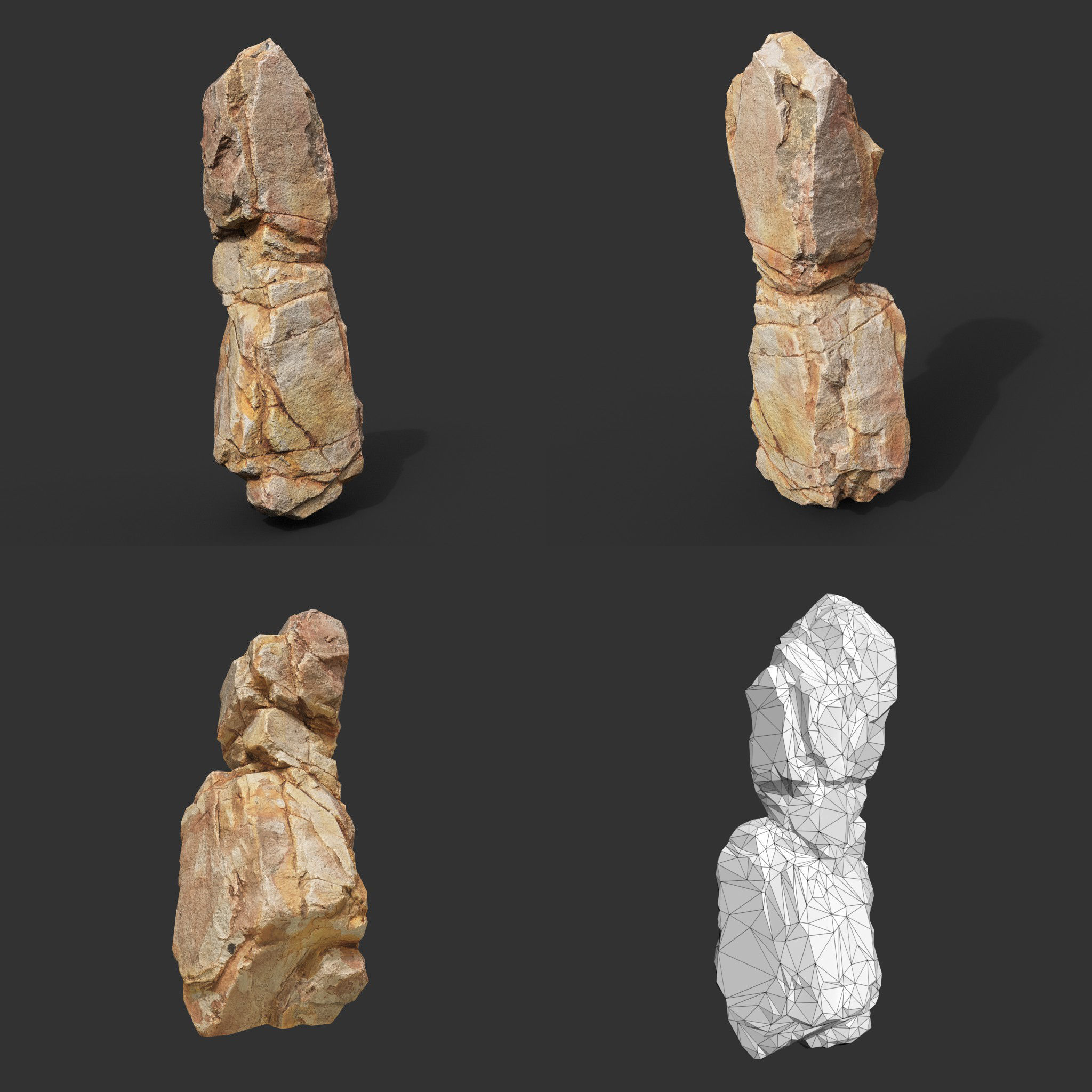 Yellow Vertical Rock Modular 221120 - Ultra HD 16K Texture Low-poly 3D model_8