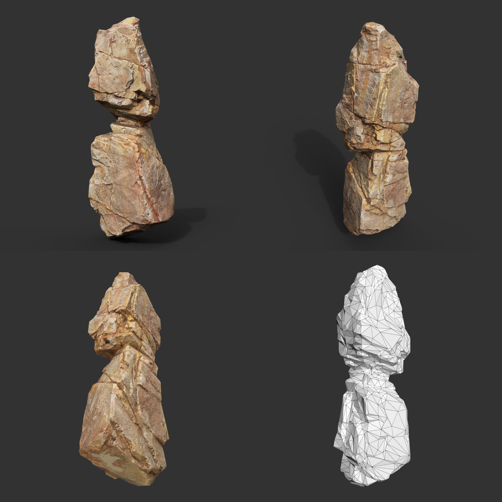 Yellow Vertical Rock Modular 221120 - Ultra HD 16K Texture Low-poly 3D model_14