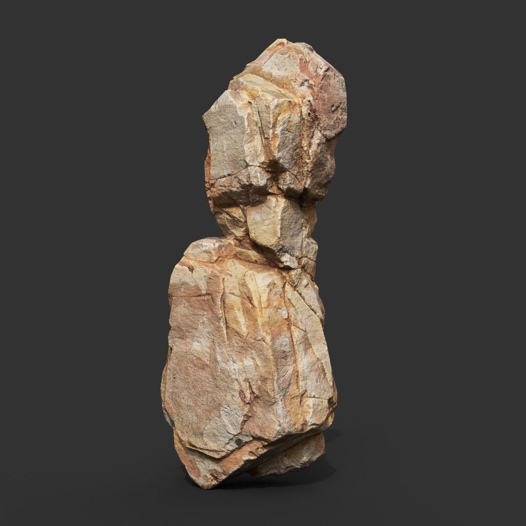 Yellow Vertical Rock Modular 221120 - Ultra HD 16K Texture Low-poly 3D model_7