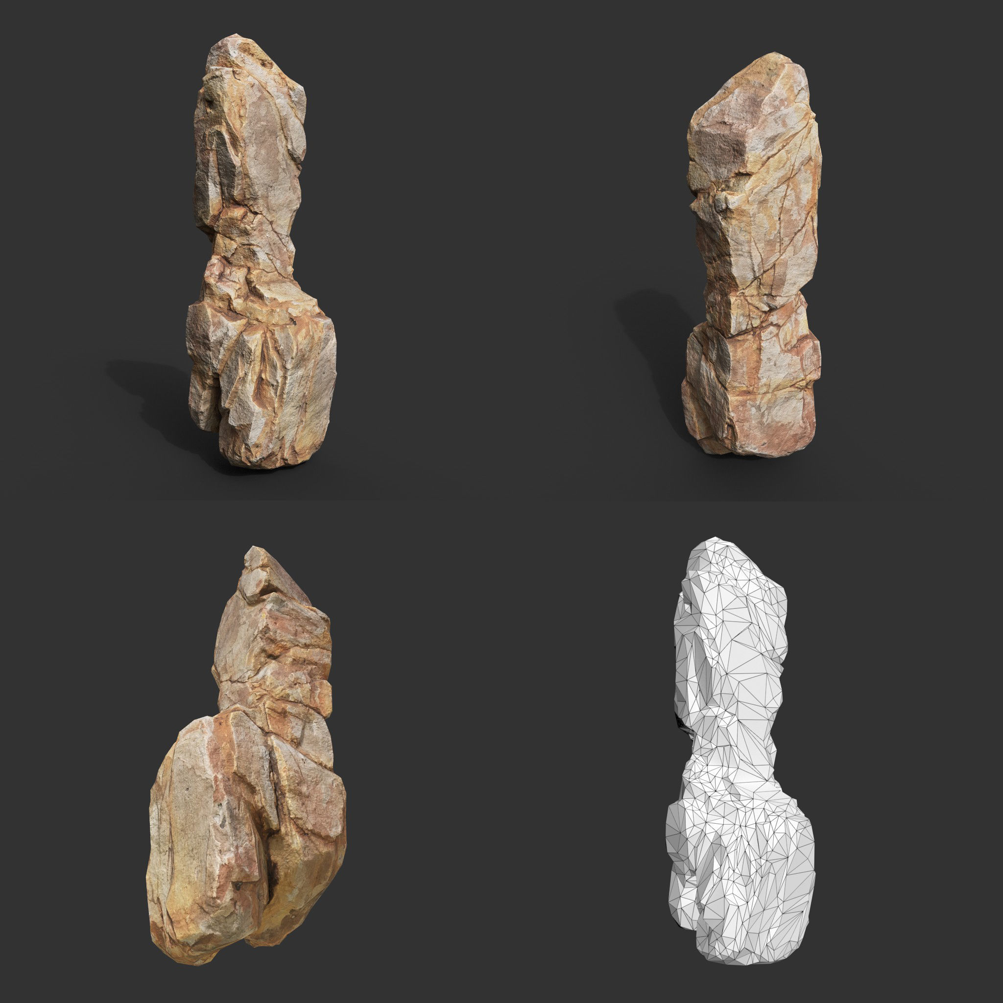 Yellow Vertical Rock Modular 221120 - Ultra HD 16K Texture Low-poly 3D model_4