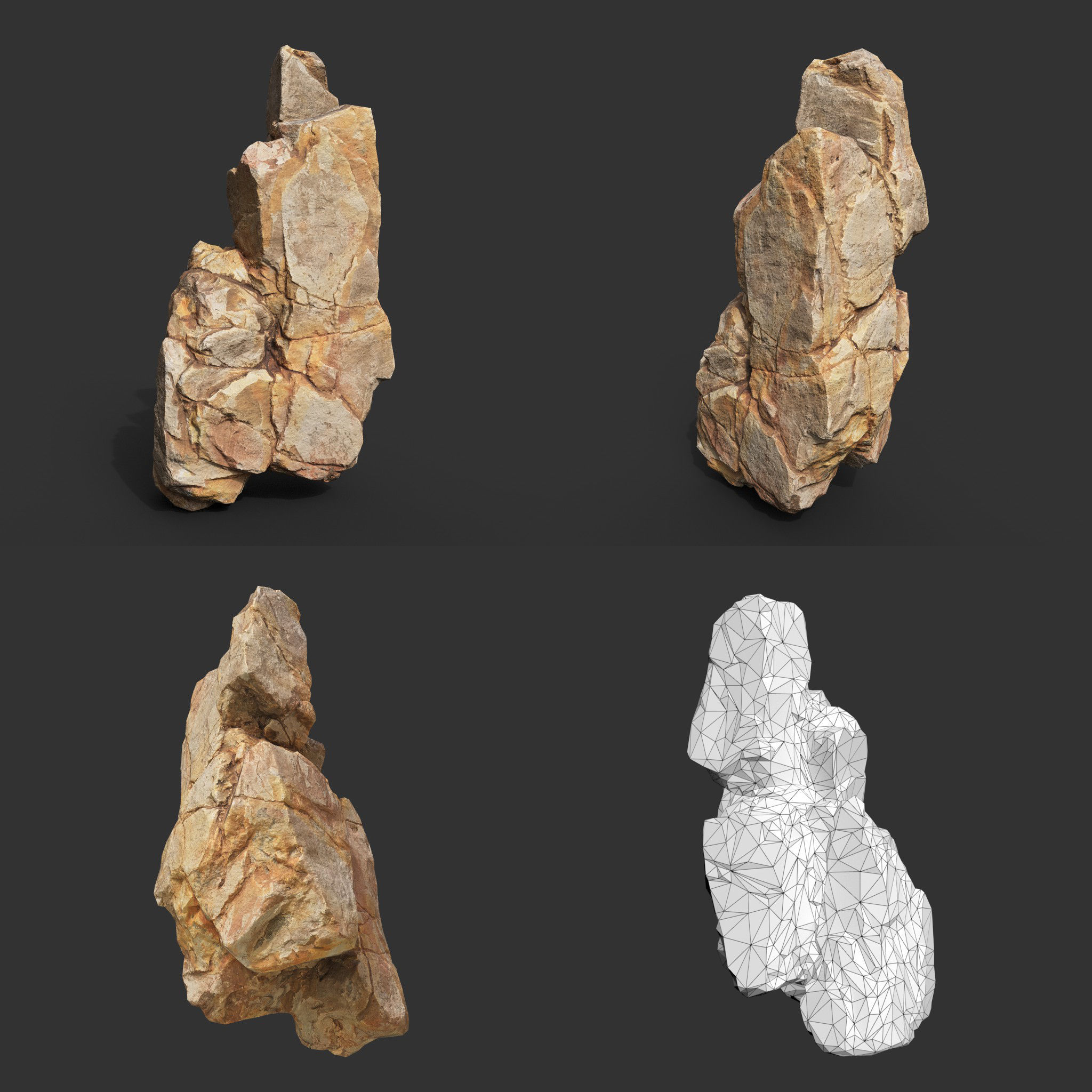 Yellow Vertical Rock Modular 221120 - Ultra HD 16K Texture Low-poly 3D model_12