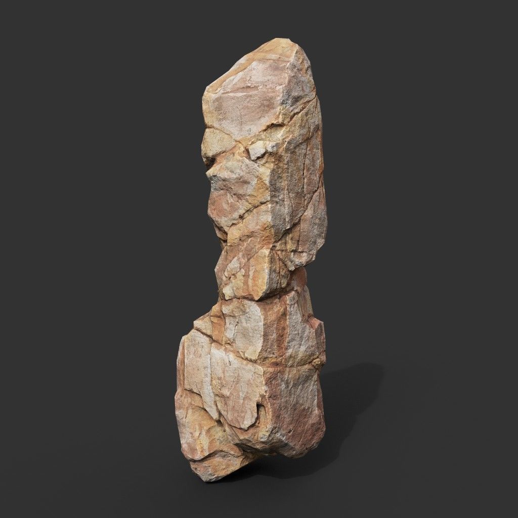 Yellow Vertical Rock Modular 221120 - Ultra HD 16K Texture Low-poly 3D model_3