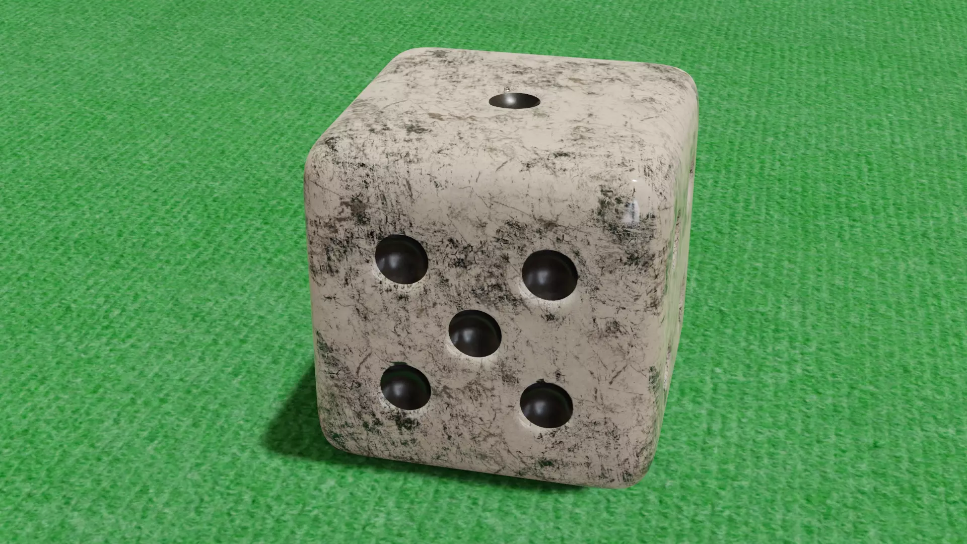 Dice 3D model on field Low-poly 3D model
