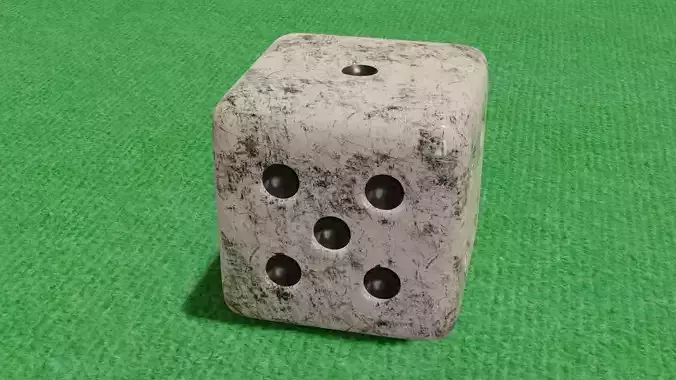 Dice 3D model on field Low-poly 3D model