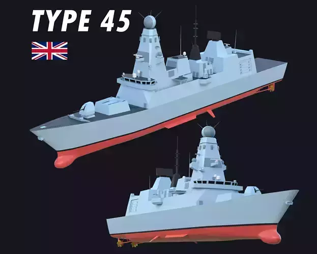  TYPE 45 Destroyer Low-Poly  3D model