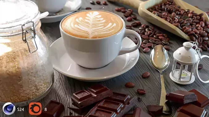 Coffee Time Scene 3D Model 3D model