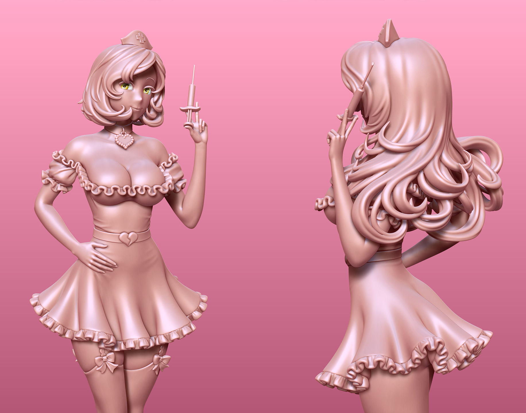 Nurse Anime Figurine 3D print model_8