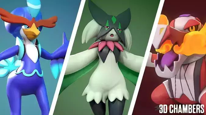Gen 9 Starters evolutions pack - POKEMON SCARLET POKEMON VIOLET 3D print model