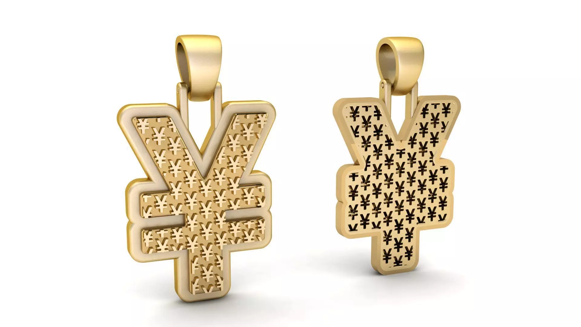 Plain gold yen pendant 3D print model_0