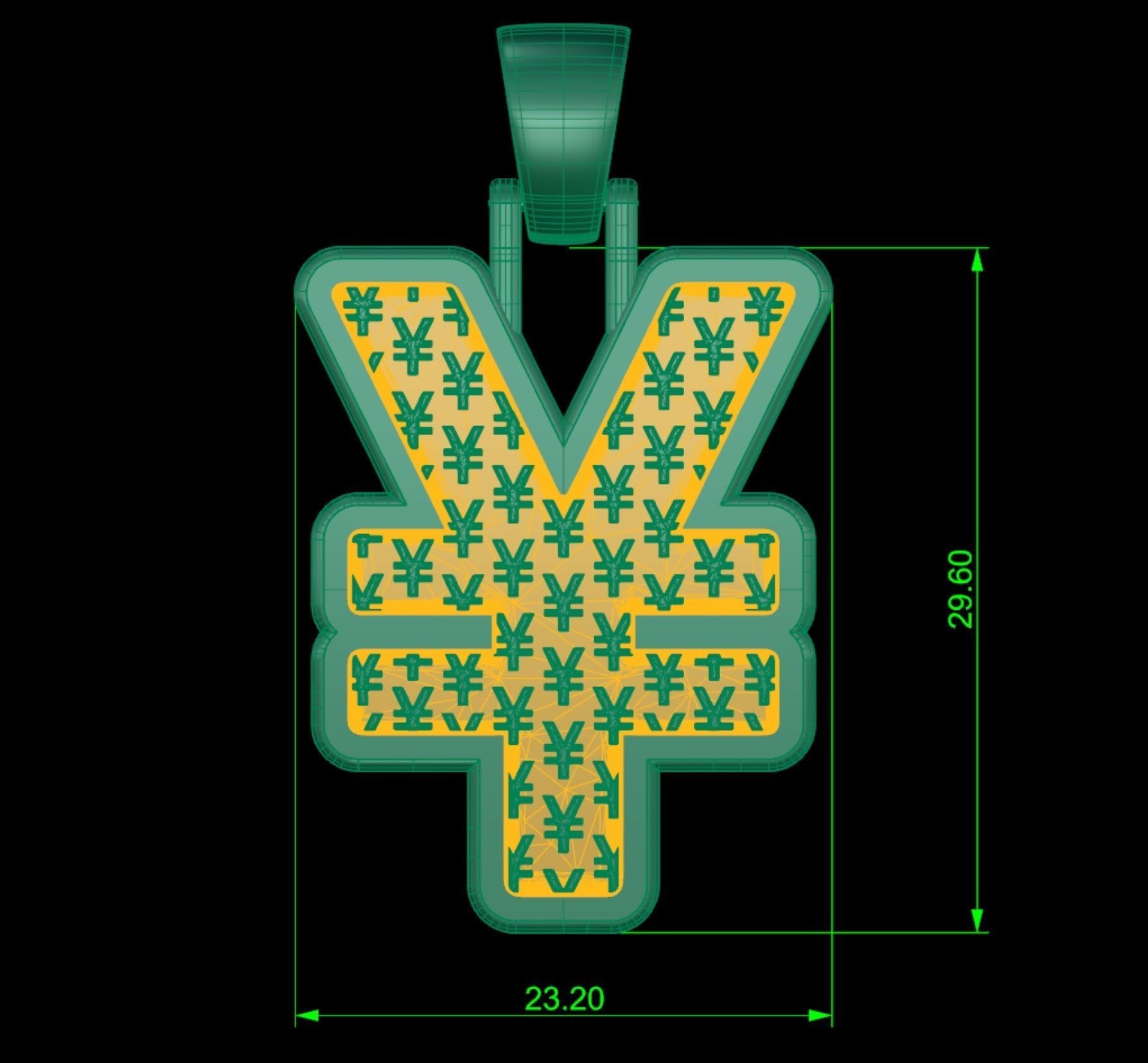 Plain gold yen pendant 3D print model_6